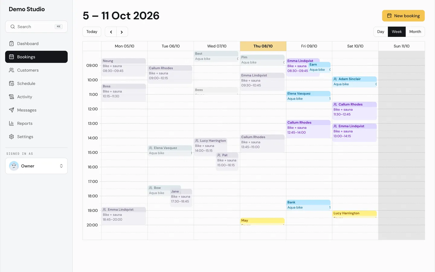The week calendar.